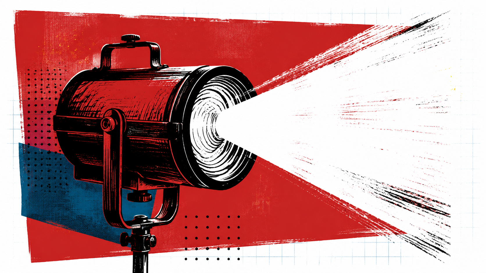 Editorial illustration of an event triggering a small Lambda function box with scaling copies on archive paper